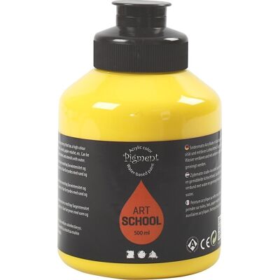 Pigment Art School maling - Primærgul - Vandbaseret akrylmaleri til kunst - 500ml Pigment Art School maling - Primærgul - Vandbaseret akrylmaleri til kunst - 500ml