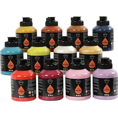 Pigment Art School Maling - Ekstra Farver - 12x500ml - Maling Pigment Art School Maling - Ekstra Farver - 12x500ml - Maling