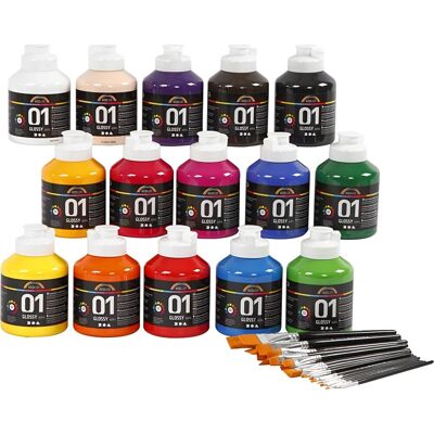 Creativ Company Akrylmaling 15x500ml Blank Klassesæt Creativ Company Akrylmaling 15x500ml Blank Klassesæt