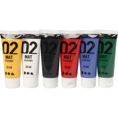 A-Color Akrylmaleri - Standardfarver - Mat - 6x20ml - Maleri A-Color Akrylmaleri - Standardfarver - Mat - 6x20ml - Maleri
