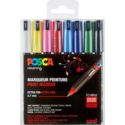 Posca Marker Pc-1mr 0,7 Mm 8 Standardfarver Posca Marker Pc-1mr 0,7 Mm 8 Standardfarver