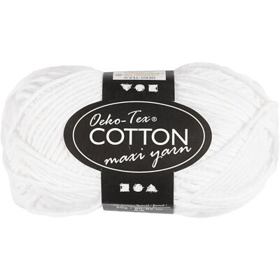 No-Name Maxi Bomuldsgarn, 50 G, Hvid No-Name Maxi Bomuldsgarn, 50 G, Hvid