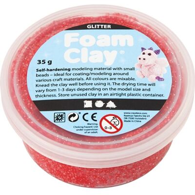 Foam Clay Modellermasse Glitter Rød Foam Clay Modellermasse Glitter Rød