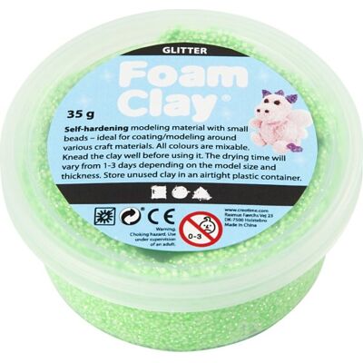 Foam Clay Modellermasse Glitter Grøn Foam Clay Modellermasse Glitter Grøn