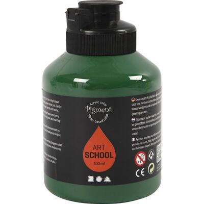 Pigment Art School Maling - Mørkegrøn - Semi-opaque - 500ml - Maling Pigment Art School Maling - Mørkegrøn - Semi-opaque - 500ml - Maling