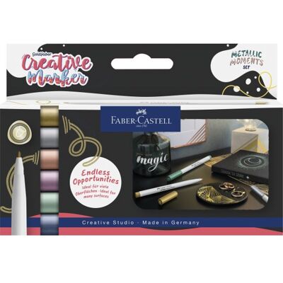 Faber-Castell Creative Marker, Metallic, 6 Farver Faber-Castell Creative Marker, Metallic, 6 Farver