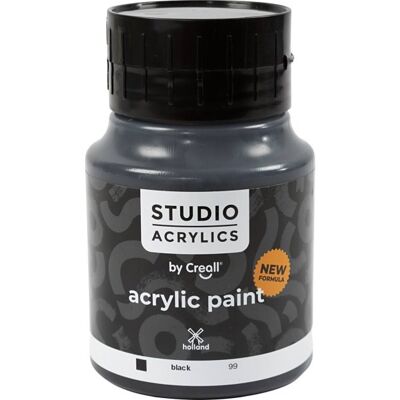 Creall Akrylmaling, 500 Ml, Dækkende, Black Creall Akrylmaling, 500 Ml, Dækkende, Black
