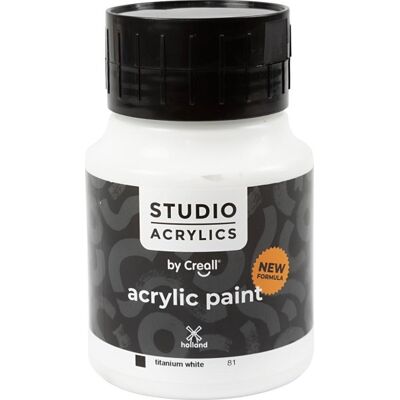 Creall Akrylmaling, 500 Ml, Dækkende, White Creall Akrylmaling, 500 Ml, Dækkende, White