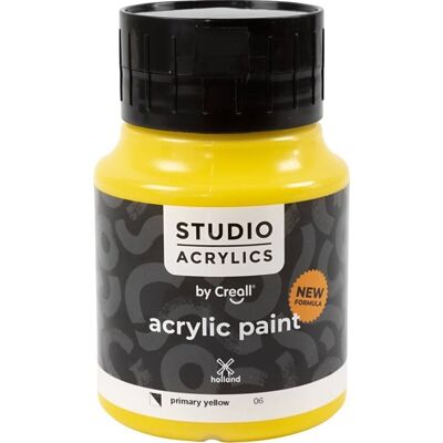 Creall Akrylmaling, 500 Ml, Halvdæk, Prim. Yellow Creall Akrylmaling, 500 Ml, Halvdæk, Prim. Yellow