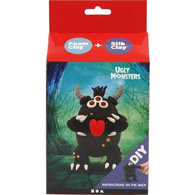 Foam Clay Mini Diy Kit Modellering, Monster, Sort Foam Clay Mini Diy Kit Modellering, Monster, Sort