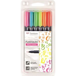 Tombow Fudenosuke Penne   Hard Neon   6 Stk.