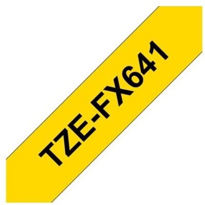 Brother Tze-Fx641 Labeltape 18mm, Sort På Gul Brother Tze-Fx641 Labeltape 18mm, Sort På Gul