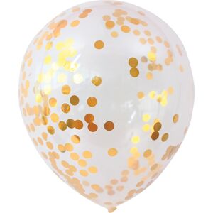 No-Name Ballon Med Konfetti, Guld, 30 Cm, 5 Stk.