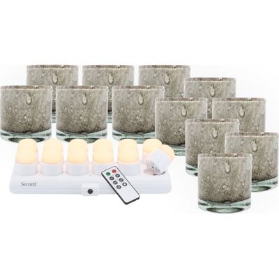 Securit® Ayla Grå Glasstage M/hvid Led, 12 Stk Securit® Ayla Grå Glasstage M/hvid Led, 12 Stk