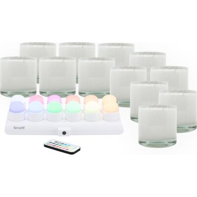 Securit® Ayla Hvid Glasstage M/farve Led, 12 Stk Securit® Ayla Hvid Glasstage M/farve Led, 12 Stk