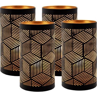 Securit® Santorini Metalstager, Sort/guld, 4 Stk Securit® Santorini Metalstager, Sort/guld, 4 Stk