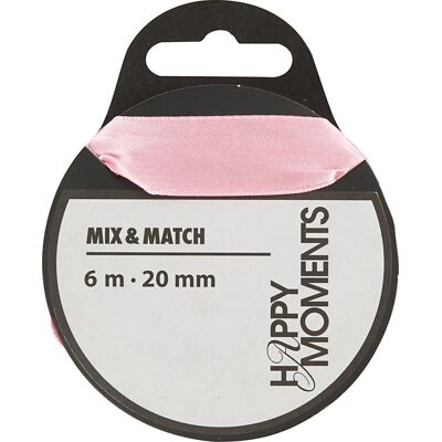 Happy Moments Satinbånd, 20mm X 6m, Lyserød Happy Moments Satinbånd, 20mm X 6m, Lyserød