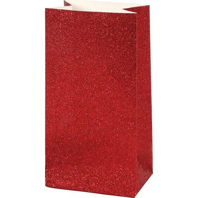 Vivi Gade Gavepose, 9x6x17cm, Rød Glitter, 8 Stk Vivi Gade Gavepose, 9x6x17cm, Rød Glitter, 8 Stk