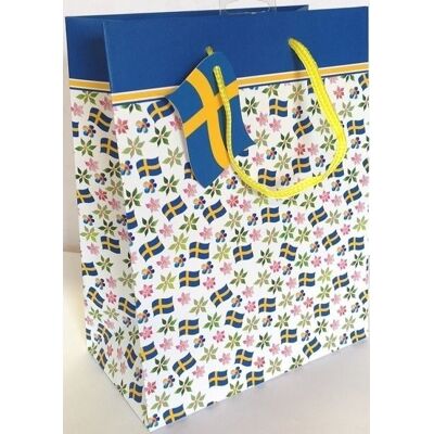 No-Name Gavepose, Svensk Flag M/blomster, 24x17,7cm, 1 Stk No-Name Gavepose, Svensk Flag M/blomster, 24x17,7cm, 1 Stk