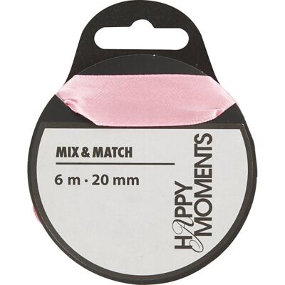 Happy Moments Satinbånd, 20mm X 6m, Lyserød Happy Moments Satinbånd, 20mm X 6m, Lyserød