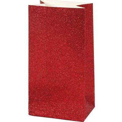 Vivi Gade Gavepose, 9x6x17cm, Rød Glitter, 8 Stk Vivi Gade Gavepose, 9x6x17cm, Rød Glitter, 8 Stk