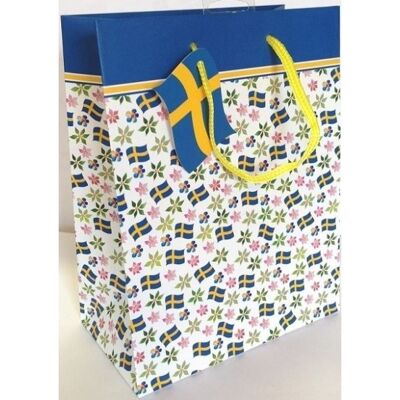 No-Name Gavepose, Svensk Flag M/blomster, 24x17,7cm, 1 Stk No-Name Gavepose, Svensk Flag M/blomster, 24x17,7cm, 1 Stk