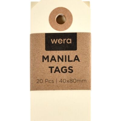 Wera Manillamærker, 40x80 Mm, 20 Stk., Cremehvid Wera Manillamærker, 40x80 Mm, 20 Stk., Cremehvid