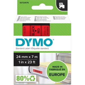 Dymo D1 Labeltape 24mm, Sort På Rød