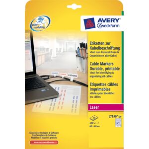 Avery L7950 Kabel Etiketter   60x40 Mm   480 Stk.