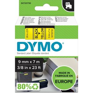 Dymo D1 Labeltape 9mm, Sort På Gul