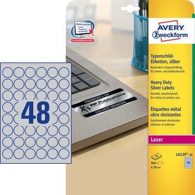 Avery Permanente polyesteretiketter Ø30mm - 48 pr. ark Avery Permanente polyesteretiketter Ø30mm - 48 pr. ark