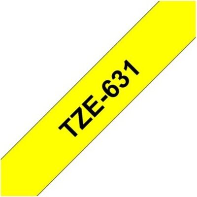 Brother Tze-631 Labeltape 12mm, Sort På Gul Brother Tze-631 Labeltape 12mm, Sort På Gul