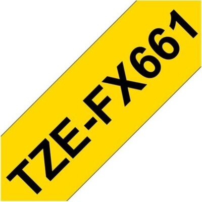 Brother Tze-Fx661 Labeltape 36mm, Sort På Gul Brother Tze-Fx661 Labeltape 36mm, Sort På Gul