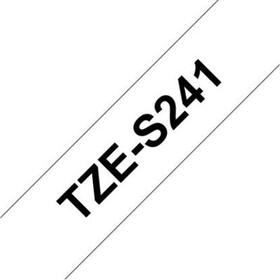 Brother Tze-S241 Labeltape 18mm, Sort På Hvid Brother Tze-S241 Labeltape 18mm, Sort På Hvid