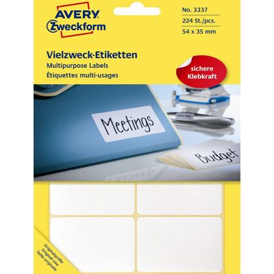 Avery Manuelle Etiketter 54x35 Mm 224 Stk. Avery Manuelle Etiketter 54x35 Mm 224 Stk.