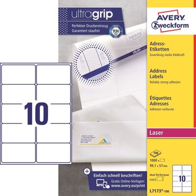 Avery L7173 Etiketter 99,1x57 Mm 1000 Stk. Avery L7173 Etiketter 99,1x57 Mm 1000 Stk.