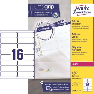 Avery L7162 Etiketter 99,1x33,9 Mm 1600 Stk. Avery L7162 Etiketter 99,1x33,9 Mm 1600 Stk.