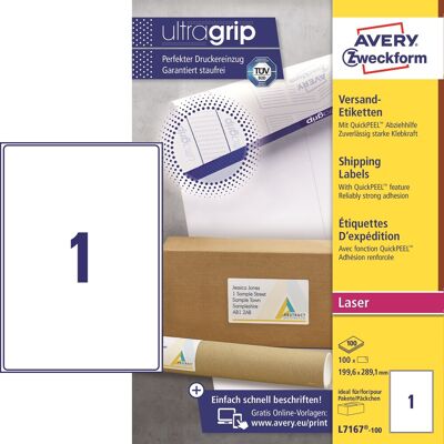 Avery L7167 Etiketter A4 100 Stk. Avery L7167 Etiketter A4 100 Stk.