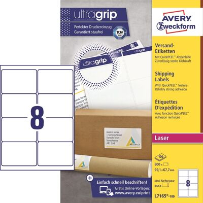 Avery L7165 Etiketter 99,1x67,7 Mm 800 Stk Avery L7165 Etiketter 99,1x67,7 Mm 800 Stk