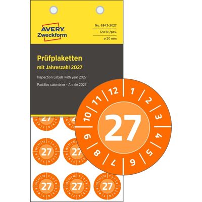 Avery 6943-2027 Inspektionsetiket Ø20mm 120 Stk. Avery 6943-2027 Inspektionsetiket Ø20mm 120 Stk.