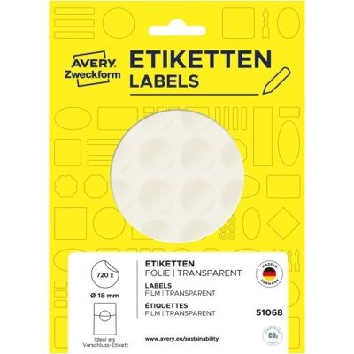 Avery 51068 Forseglingsetiketter, Ø18 Mm, 720 Stk. Avery 51068 Forseglingsetiketter, Ø18 Mm, 720 Stk.