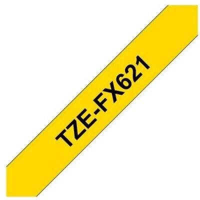 Brother Tze-Fx621 Labeltape 9mm, Sort På Gul Brother Tze-Fx621 Labeltape 9mm, Sort På Gul