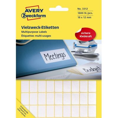 Avery Manuelle Etiketter 18x12 Mm 1800 Stk. Avery Manuelle Etiketter 18x12 Mm 1800 Stk.