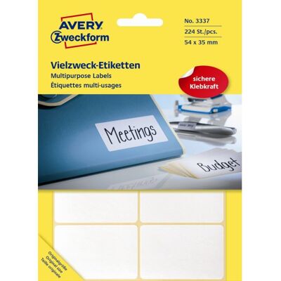 Avery Manuelle Etiketter 54x35 Mm 224 Stk. Avery Manuelle Etiketter 54x35 Mm 224 Stk.