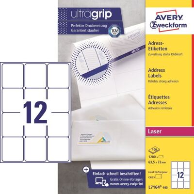 Avery L7164 Etiketter 63,5x72 Mm 1200 Stk. Avery L7164 Etiketter 63,5x72 Mm 1200 Stk.