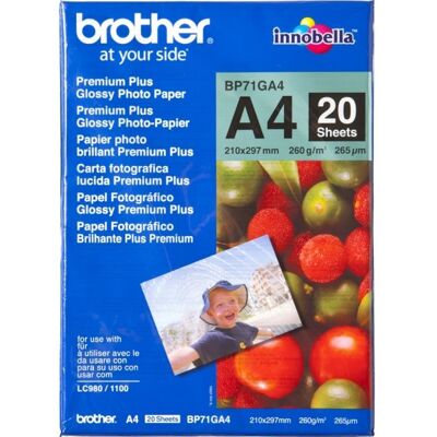 Brother Glossy Inkjet Fotopapir A4/260/20ark Brother Glossy Inkjet Fotopapir A4/260/20ark
