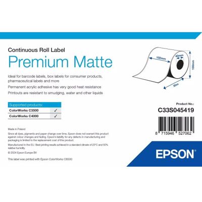 Epson Premium Matte Mærkater - 102x35mm Epson Premium Matte Mærkater - 102x35mm