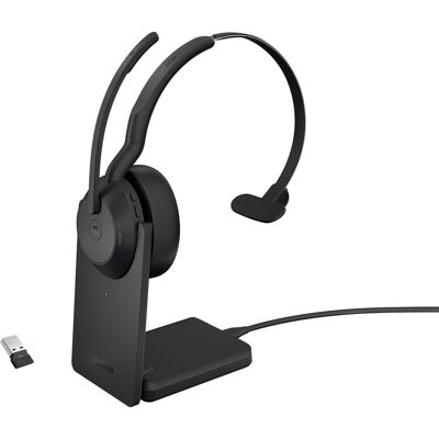Jabra Evolve2 55 Ms Mono Headset Med Ladestand Jabra Evolve2 55 Ms Mono Headset Med Ladestand