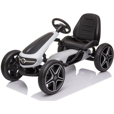 Mercedes-Benz Mercedes Benz Pedal-Drevet Gokart Til Børn, Hvid Mercedes-Benz Mercedes Benz Pedal-Drevet Gokart Til Børn, Hvid