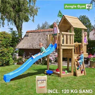Jungle Gym - Cubby - Blå rutsjebane - 120 kg sand - Legetårn Jungle Gym - Cubby - Blå rutsjebane - 120 kg sand - Legetårn